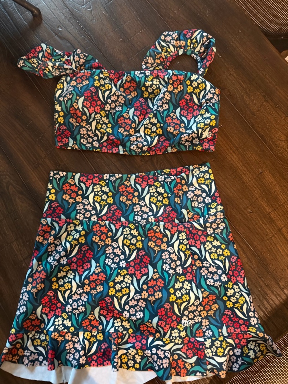 Albion Multicolor Floral Swimsuit with Teal and Red Accents